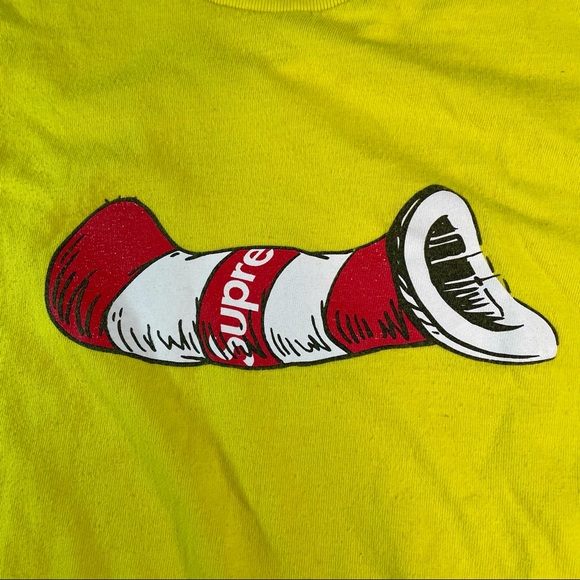 Supreme Yellow Mens Medium Size Cat in the Hat Collectable Graphic Tee Shirt - Picture 2 of 5